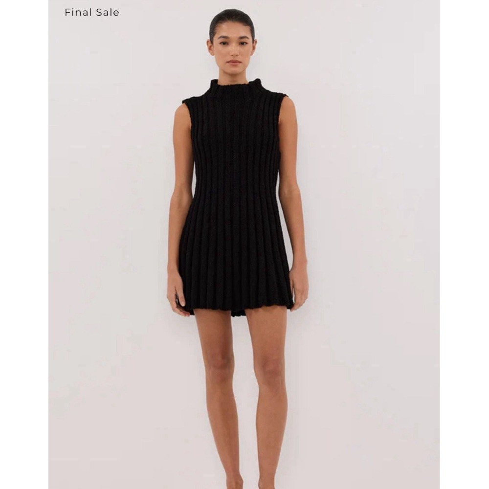 DISSH Vero Knit Mini Dress Sz M Sweater Knit Sleeveless Mock Neck Preppy $205